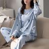 Long-Sleeved Pyjamas Women's Autumn and Winter Cotton Round Neck Fashion Soft Casual Breathable Cute Cartoon Loungewear Outside