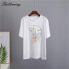 Shellsuning Fashion Aesthetic Art Printed Tshirts Women 2023 Summer New 100% Cotton Vintage Short Sleeves Basic Tees Female Casual Simple Harajuku Top
