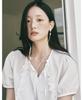 ROIROI Frill Ribbon Short Sleeve Blouse - White