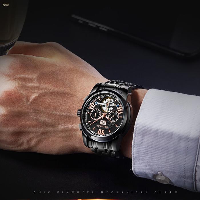 Новые роскошные мужские часы высшего бренда с коробкой, простые деловые водонепроницаемые часы, мужские механические часы