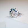 Кольцо с микромозаикой из стерлингового серебра 925 пробы с каплей воды, синим цирконом и павлиньим сапфиром