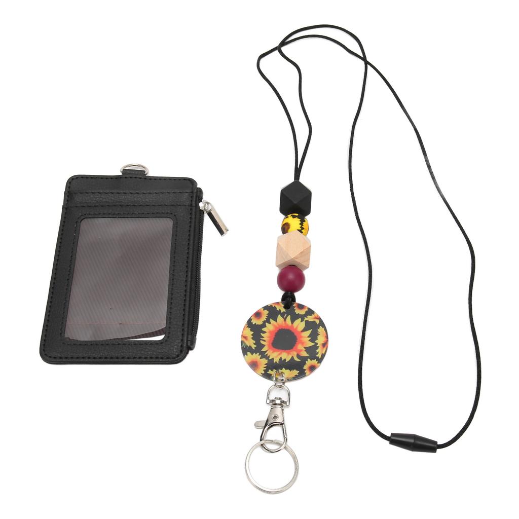 Держатель для бейджа вертикальный из искусственной кожи с силиконовым шнурком для подвешивания с разделительной нитью