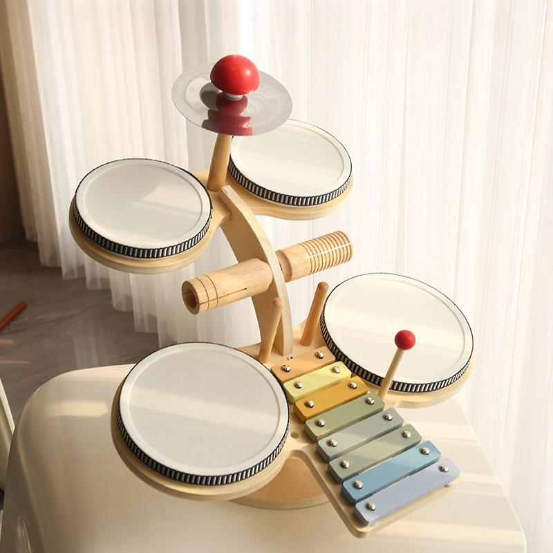 Детская деревянная многофункциональная ударная установка, перкуссия, орган, колокольчики, перкуссионный инструмент, музыкальное просвещение, раннее развитие, развивающие игрушки