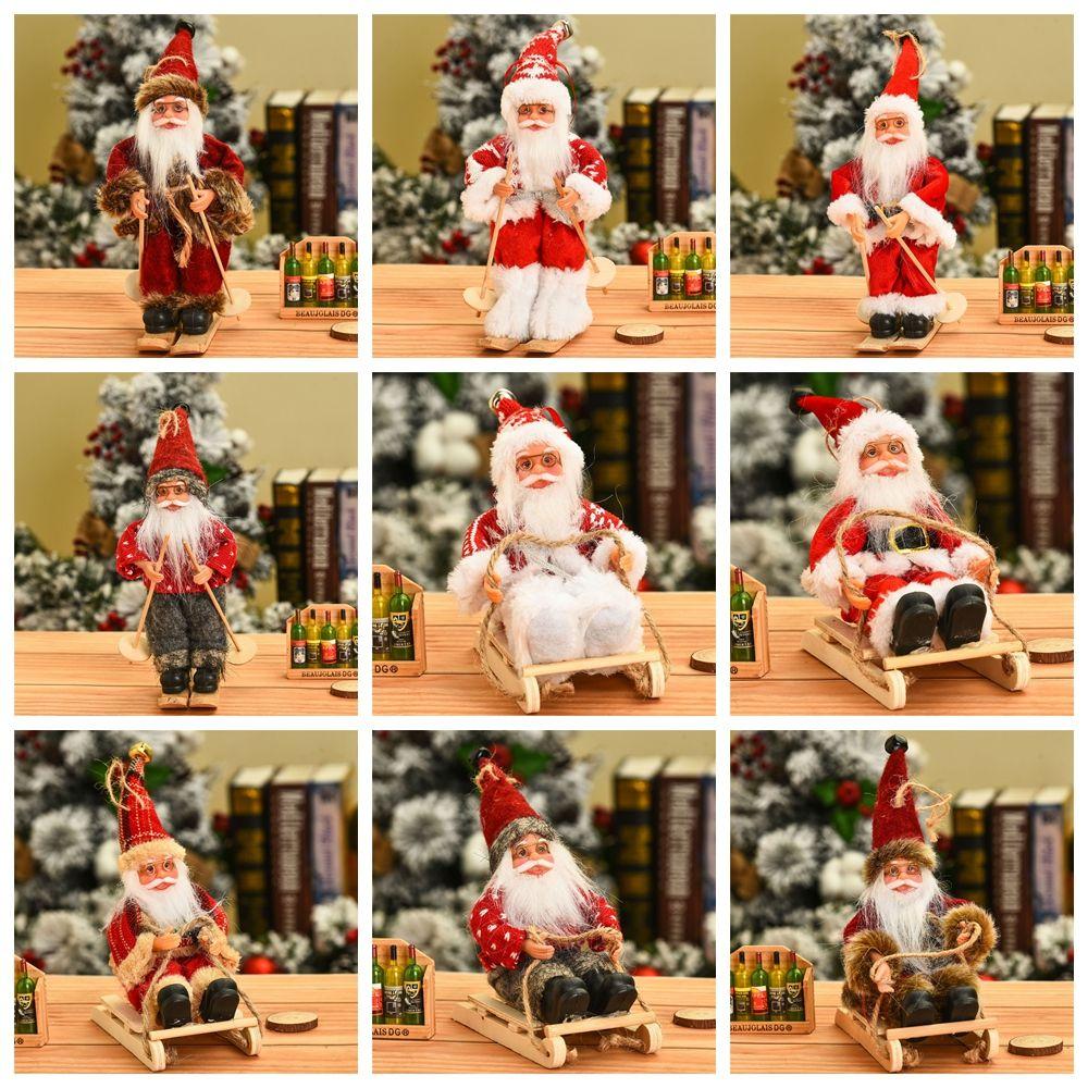 Sitting Home Decoration Kids Toys Desktop Xmas Ornament Santa Claus Doll Christmas Tree Accessories