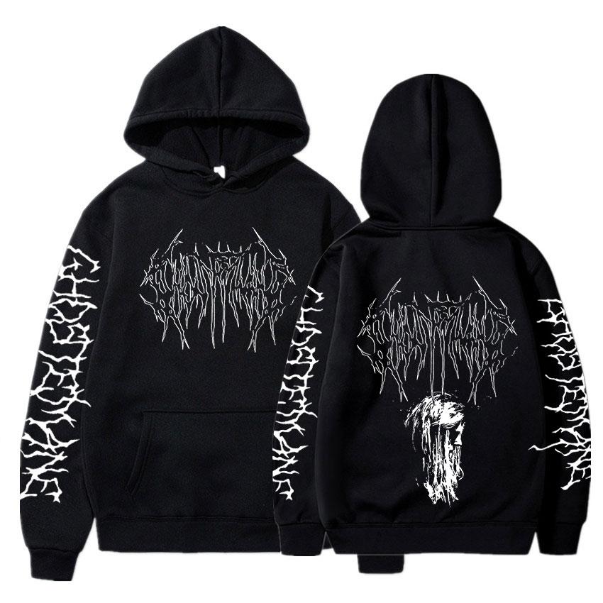 Худи Ghostemane с принтом на обоих рукавах Мужская Мода Хип-Хоп Металл Рок Худи Готическое Оверсайз Толстовка Спортивный костюм Уличная одежда