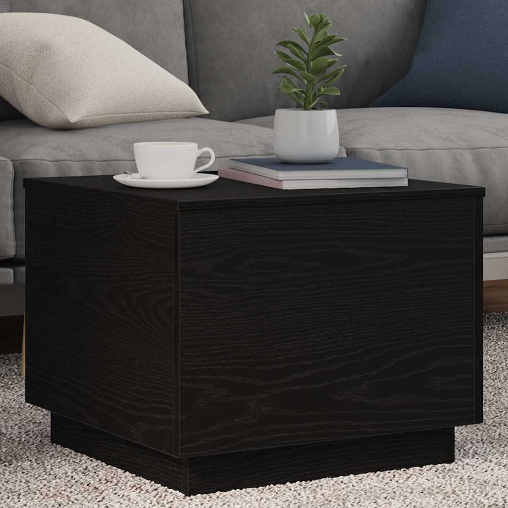 Coffee Table with LED Lights Black Oak Look 50 x 50 x 40 cm