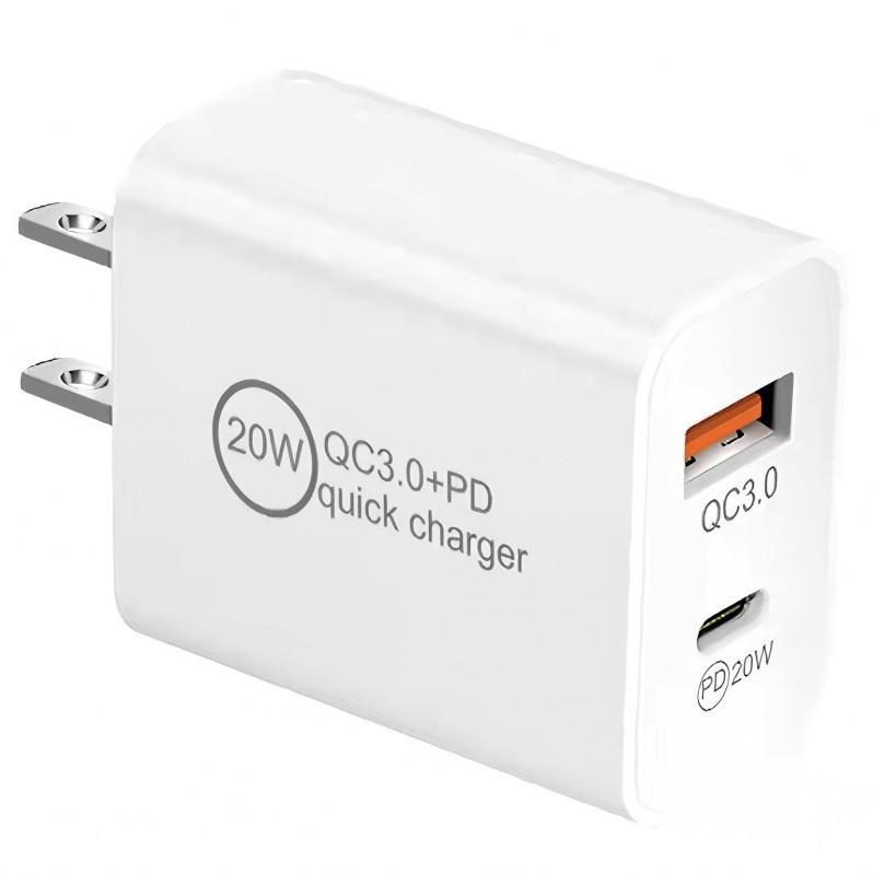 PD20W Двухпортовое QC3.0 Зарядное устройство A+C, Стандарт США/ЕС