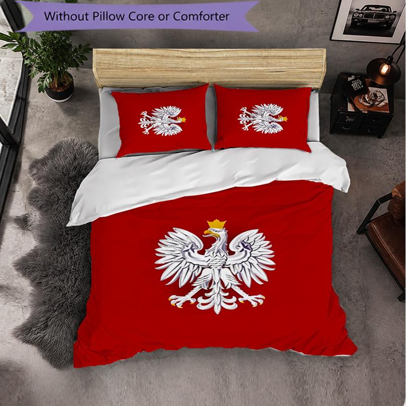 Poland 3 Piece Bedding Set Soft Duvet Cover Set with Pillowcases Printed Bedroom Decor Set for Home