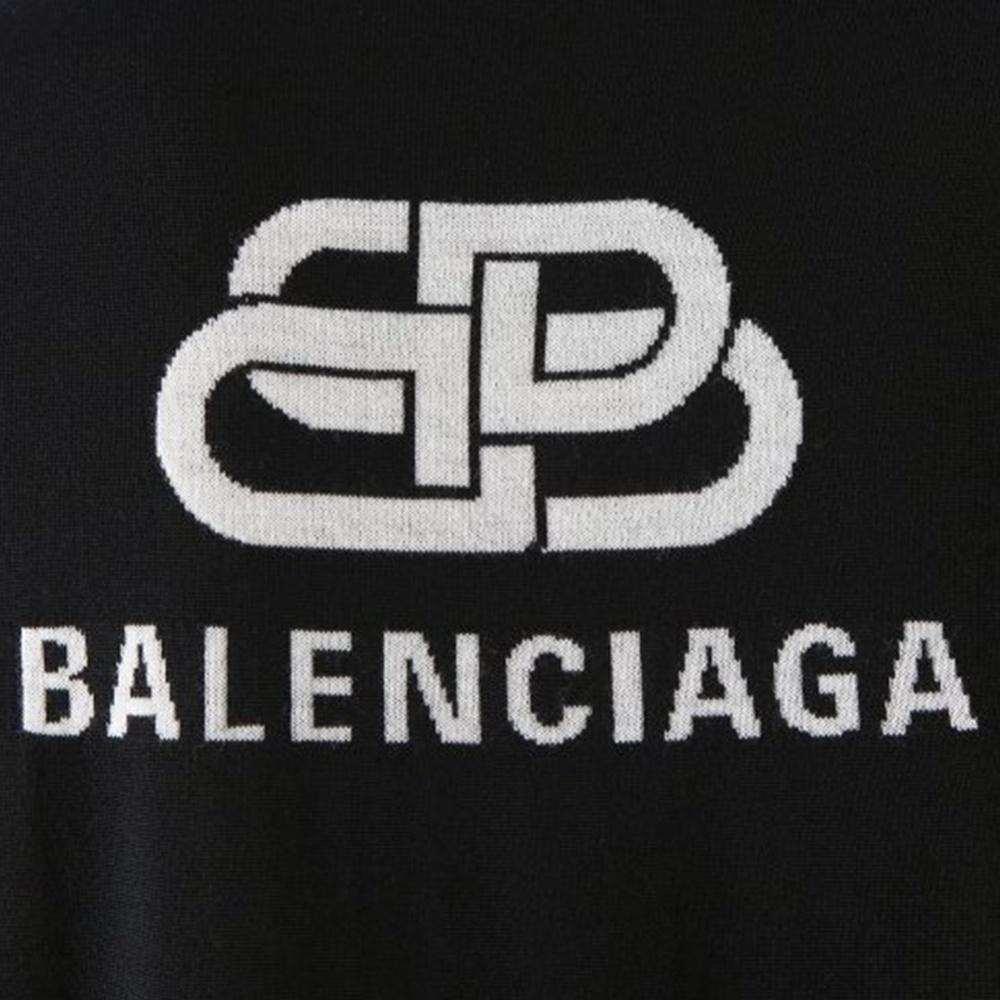 Balenciaga Back Print Interlocked BB Sweatshirt 'Black White' Men's 583117T14394170