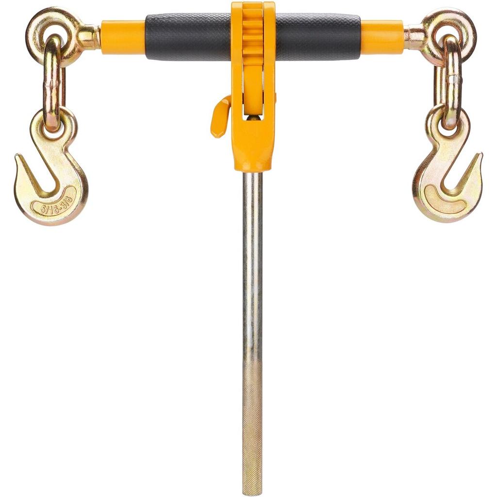 Ratchet Chain Binder, 5/16"-3/8" Heavy Duty Load Binders, with G80 Chains 7100 lbs Secure Load Limit, Labor-saving Anti-skid Handle, Tie Down Hauling