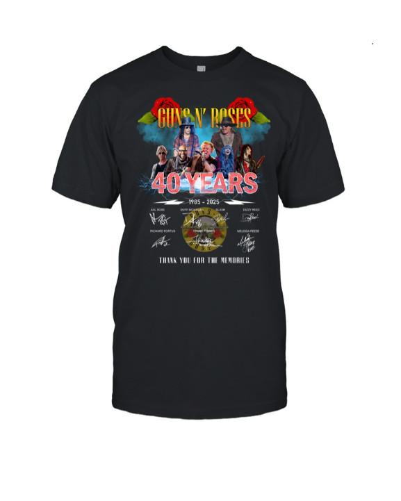 Guns N039 Roses 40th Anniversary World Tour 2025 Shirt – Unisex Band Tee Unisex T-Shirt