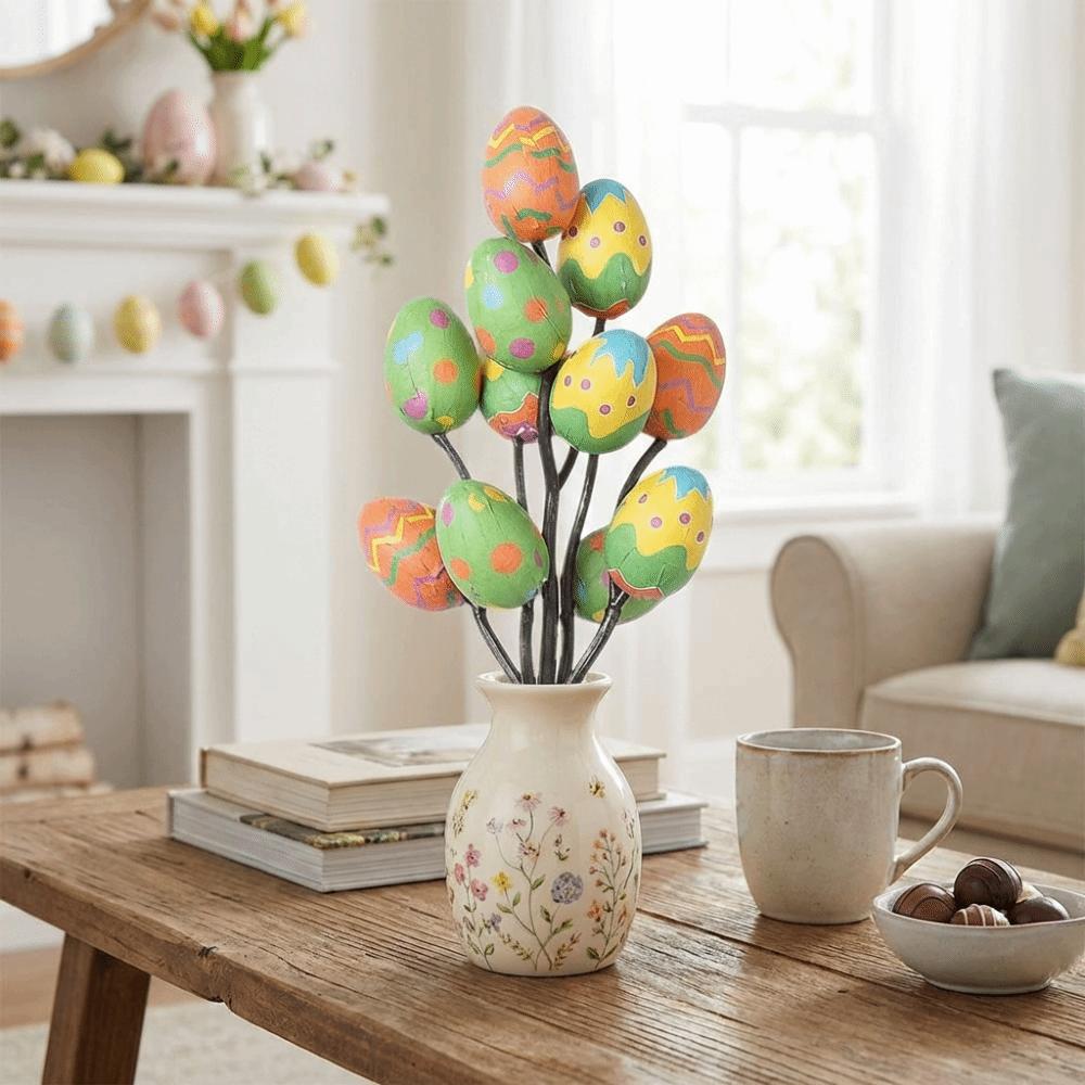 Vibrant Colors Easter Foam Eggs Tree Branch DIY Painting Lightweight Artificial Flower Arrangements Decorative
