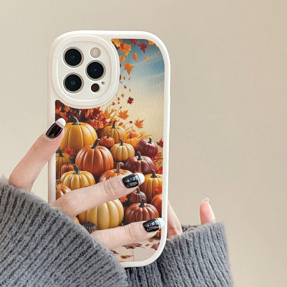 Чехол для телефона «Счастливая осень» с тыквой, твердая кожа, для iPhone 16 15 14 13 12 Mini 11 14 Pro Max Xs X Xr 7 8 Plus, Fundas