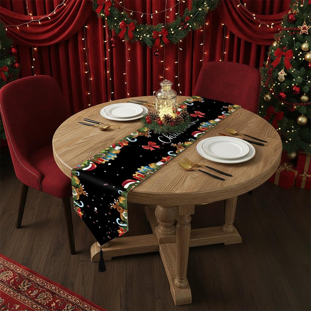 Christmas Table Runner Merry Christmas Decoration For Home Xmas Table Decor 2025 Happy New Year Holiday Kitchen Dining Table Dec