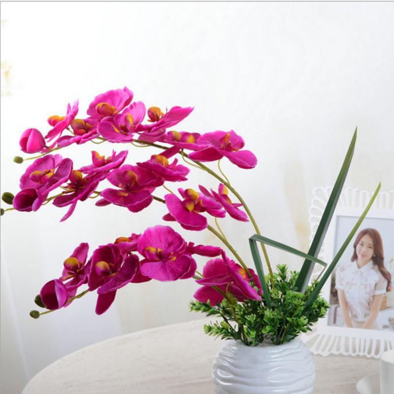 DIY Artificial Butterfly Orchid Silk Flower Orchid Artificial Flowers Bouquet Phalaenopsis Home Decoration 1 Piece