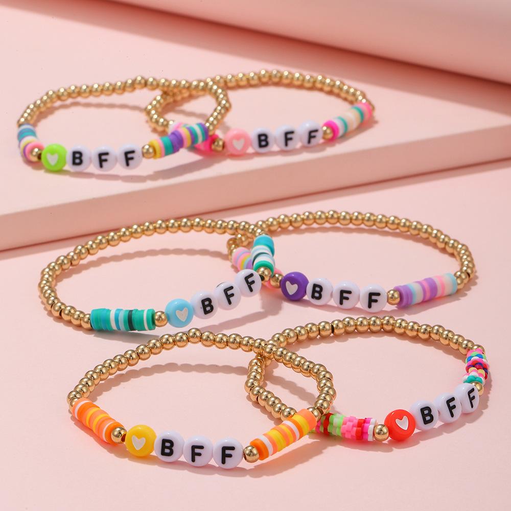 Богемный стиль цветной бисерный браслет с буквами 6 штук европейский и американский BFF хороший друг детский циркон