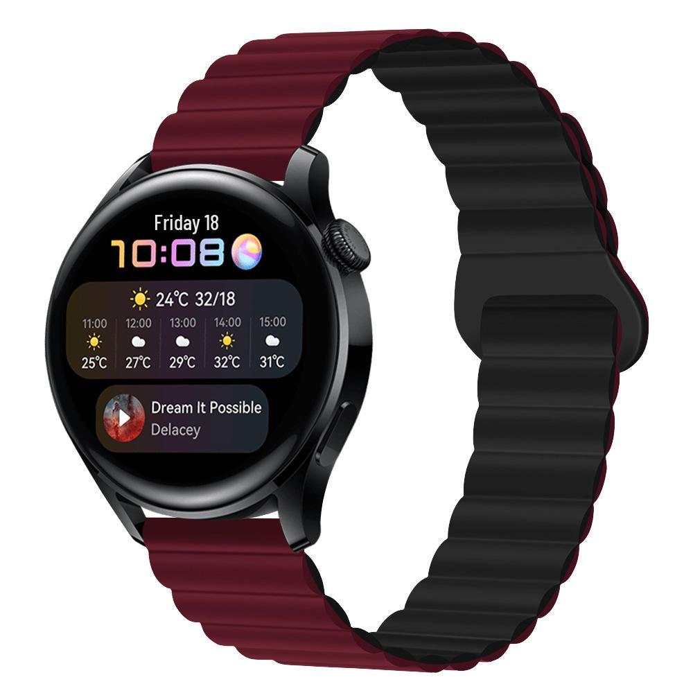 Двухцветный силиконовый магнитный ремешок для часов Huawei GT3/4/GT5 и Samsung Watch4 Pro (20 / 22мм)