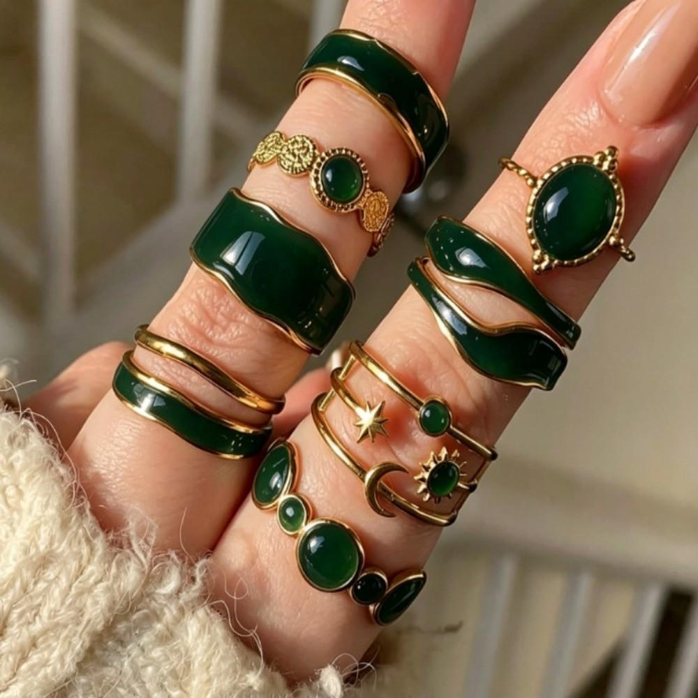 Irregular Ring Set White Enamel Statement Rings New Stacking Rings for Daily Wear Jewelry