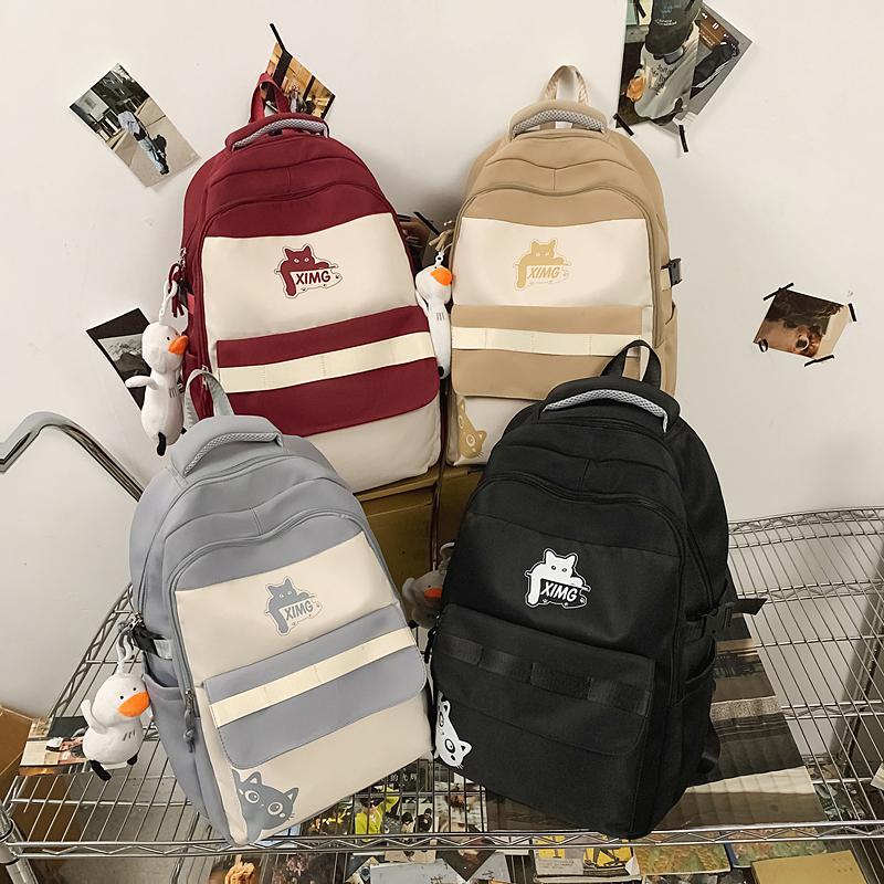 Женский рюкзак большой емкости для мальчиков и девочек, контрастный по цвету рюкзак для школьников