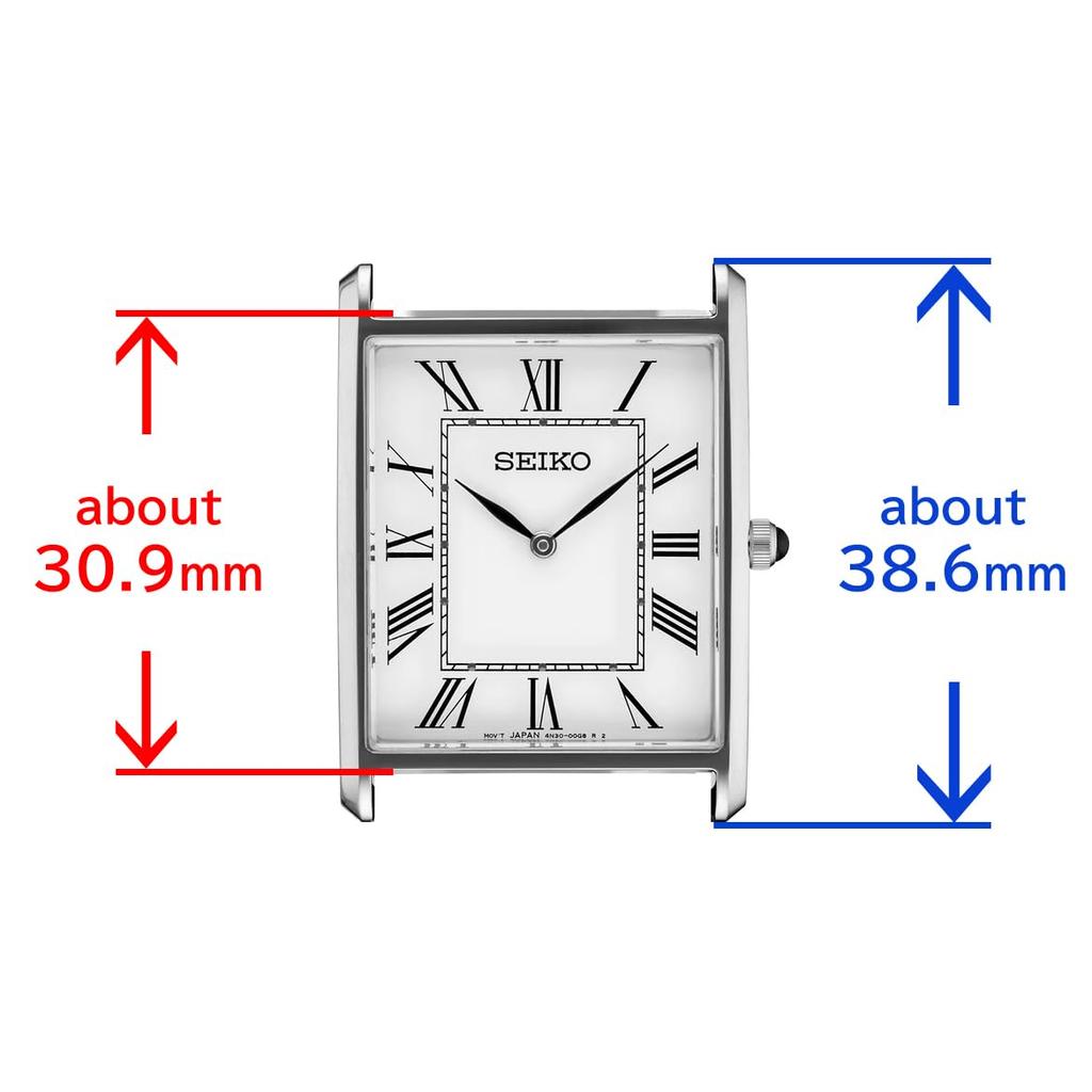 Seiko Часы квадратный дизайн кварц SWR049 белый циферблат x черный кожаный ремешок [Seiko] мужские [Товар]