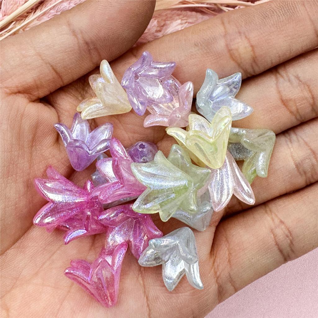 Шпилька-орнамент «сделай сам», аксессуар из бисера, цветочные бусины, разноцветные 20 шт., 16*11,5 мм, матовый материал аксессуара, цвет макарон, акрил