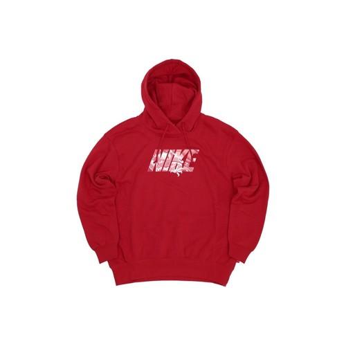 Nike Худи с принтом букв, пуловер, свободный крой, женское, красное