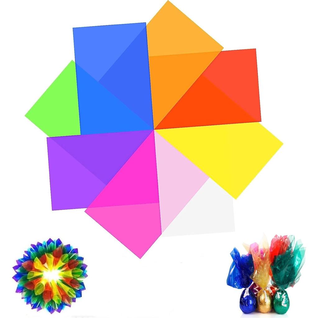 MUYYIKA Целлофан Цветной Целлофан 8 Цветов Набор из 120 Целлофановая Бумага Поделки DIY Украшения Упаковка Витраж Изготовление Альбома Выпускной Подарок