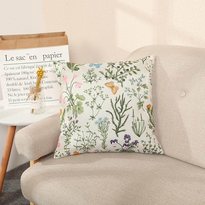 Наволочка для подушки для сна Скандинавский зеленый растения и цветы Пасторальный бамбуковый конопляный супермягкий подушка Подушка-подушка для автомобиля для гостиной