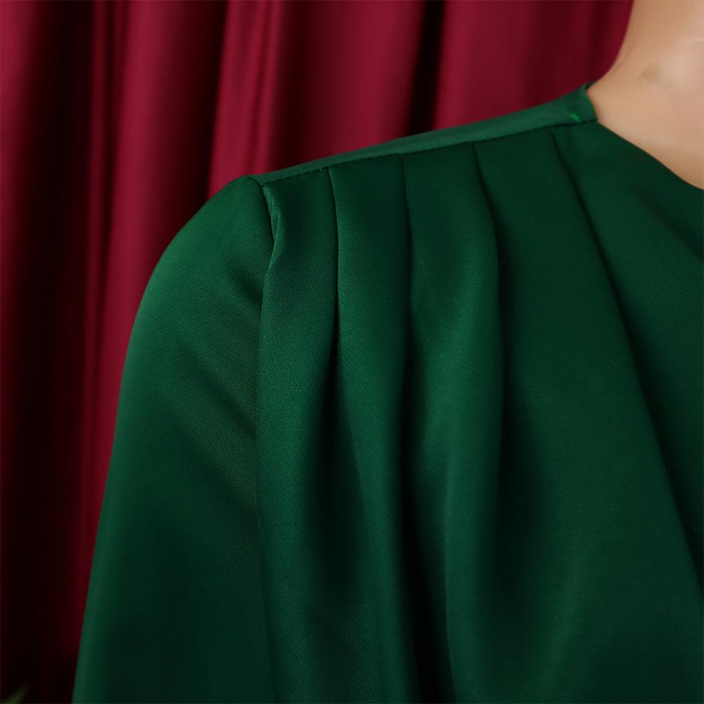 YYFS Women's Fashion Spring Fall Solid Color Print Long Sleeve O-Neck High Waist Casual Dresses