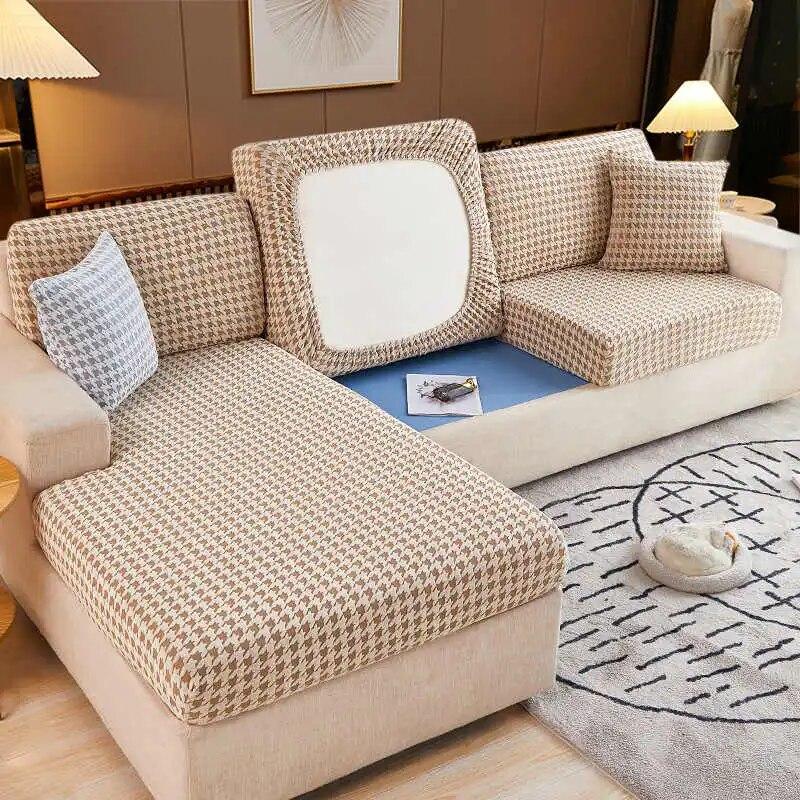 Nordic Style Houndstooth Sofa Cover Elastic Couch Slipcover Furniture Protector Armchair Chaise Lounge Covers