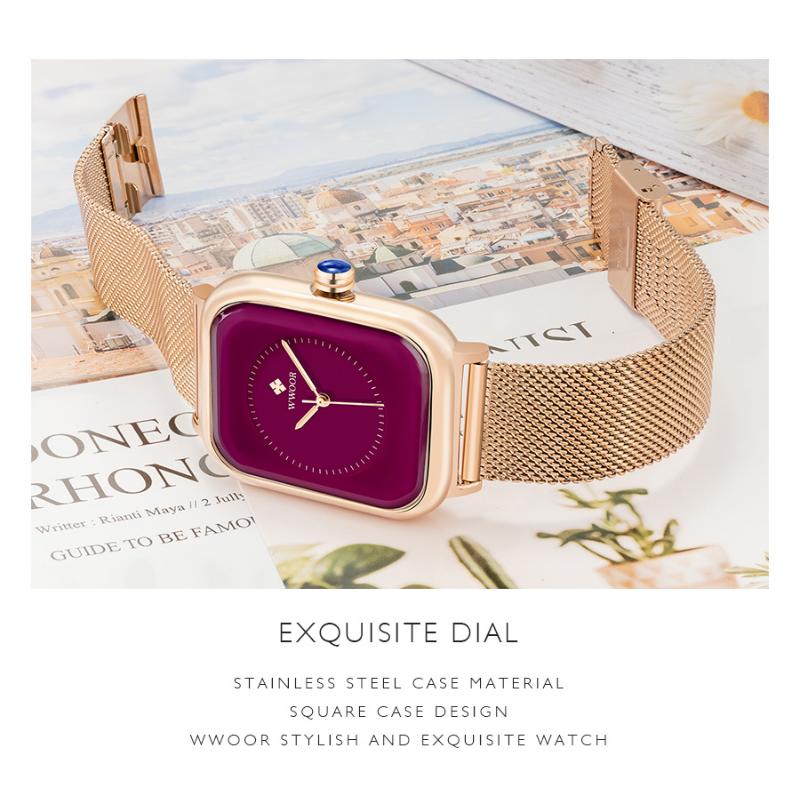 WWOOR New Fashion Classic Ladies Watch Elegant Light Luxury Square Quartz Waterproof Women's Watch