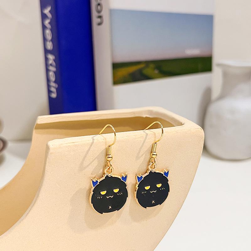 2022 Cartoon Cute Oil Drop Bat Holiday Cartoon Character Ear Hook Personality Earrings Earrings