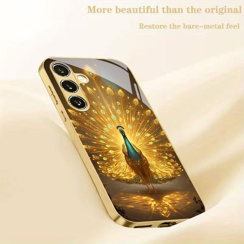 Чехол для телефона с принтом перьев павлина для Galaxy S26 S25 S24 S23 Ultra S22Ultra S20Ultra 56 A72 A73 5G Закаленное стекло Защитный чехол