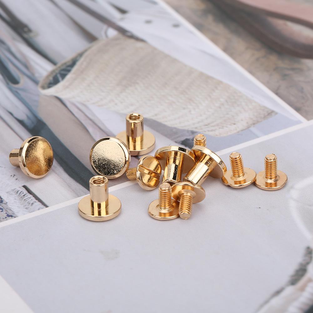 50 Set 8mm Pure Copper Flat Head Rivets Leather Strap Screws Kit for Notebook BindingGun color