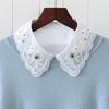 Fashion Imitation Pearl Fake Collar Detachable Dual Mesh Lapel Necklace Women Top Clothes Neckwear Accessories