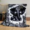 Mandala Elephant with Floral Design Patterned Blanket, Flannel, Suitable for All Seasons, Home Decor, Warm and Cozy