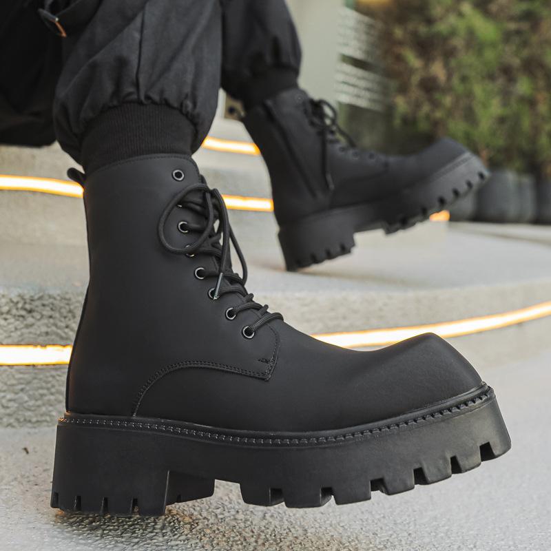 Ботинки Square Martin, высокие уличные ботинки с боковой молнией, высокие ботинки Chelsea, ботинки для велоспорта 1906-J