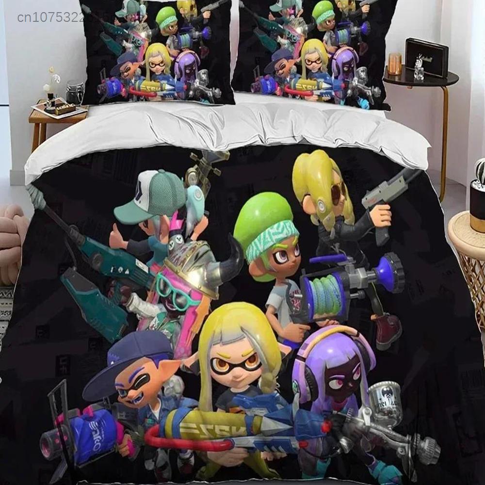 3D Печать S-Splatoon Мультяшный Комплект Постельного Белья Печатный Комплект С Наволочкой Покрывало на Одеяло Мягкое Размер Queen King Постельное Белье Дом