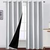 100% Blackout Curtains White With Black Liner Backing Thermal Insulated Curtains for Living Room, Noise Reducing Drapes