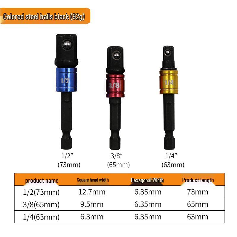 Hex Shank to Square Head Impact Wrench Socket Adapter Extension Bar