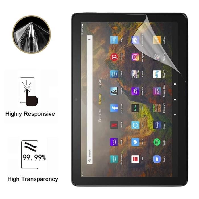 Защитная пленка для экрана Amazon Fire HD 10 (2021) [Упаковка 2] Ультратонкая устойчивая защитная пластиковая пленка Phonillico