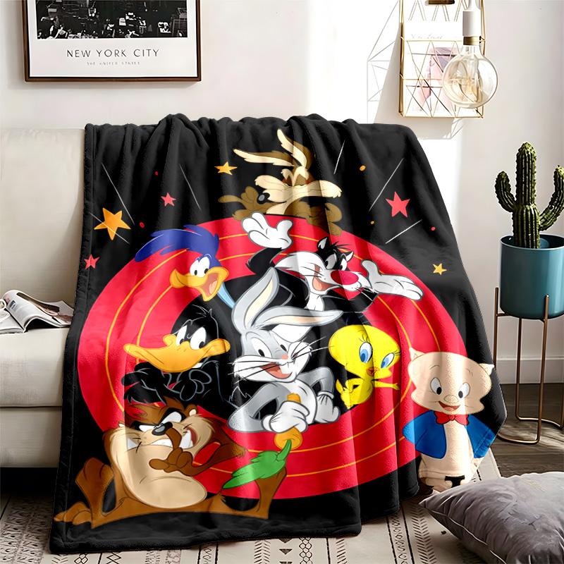 Looney Tunes Theme Blanket Suitable For The Sofa Camping And Travel Made Of Soft Flannel Material An Ideal Gift For Occasions Such As Birthday