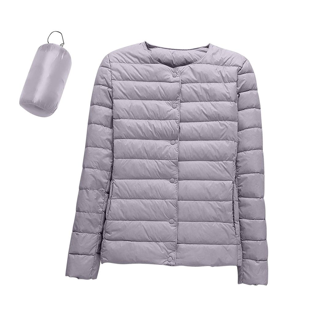 Женская легкая пуховая куртка, однотонная, пуховая куртка с карманами