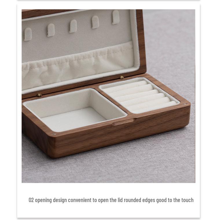 Изысканная шкатулка для украшений из черного ореха и бархата: Хранилище из массива дерева для колец и серег