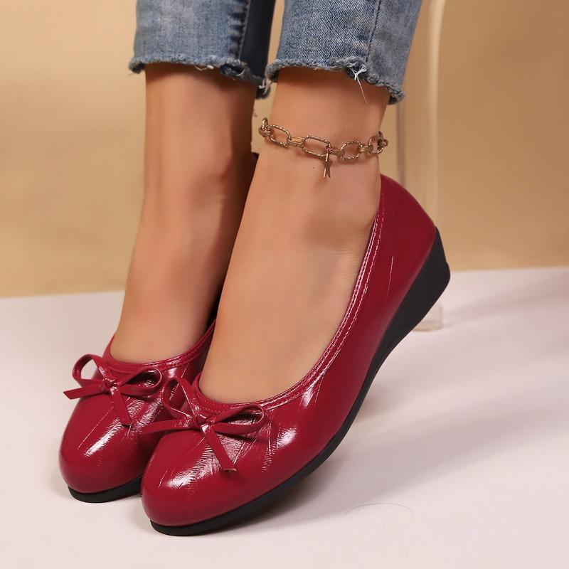 Мода 2025 НОВЫЕ Женские балетки Противоскользящие и Модные Балетки с бантом Элегантные Женские туфли-лодочки