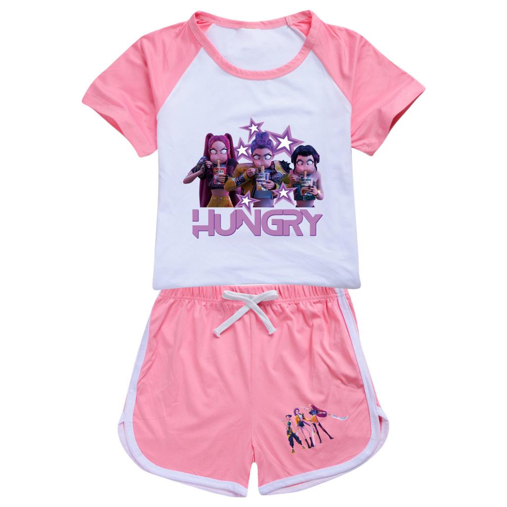 Kids Summer Sport T-Shirt And Shorts 2 Piece Outfit Tracksuit Set Short Sleeve Print Crop Tops With Clothing Set