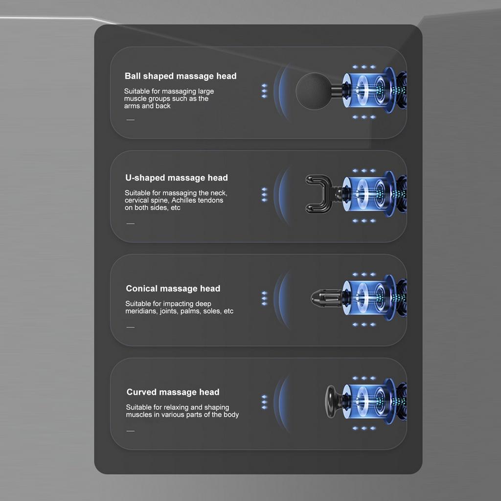 Fascia Massage Gun Muscle Relaxation Massager Portable Handheld Electric Body Massage Gun with 4