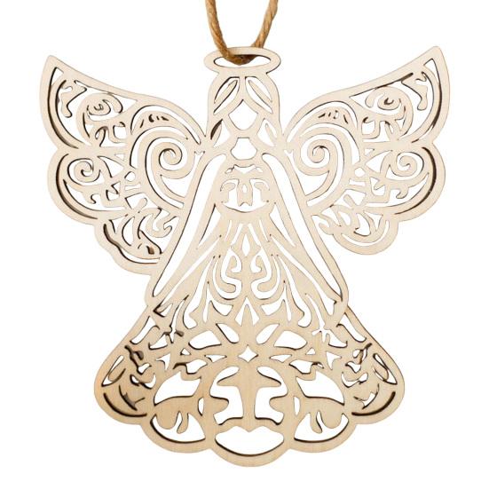 Wooden Angel Christmas Ornaments Rustic Angel Hanging Ornament with Hollow Design for Winter Xmas Home Office Wall Window Mantel Party Decor