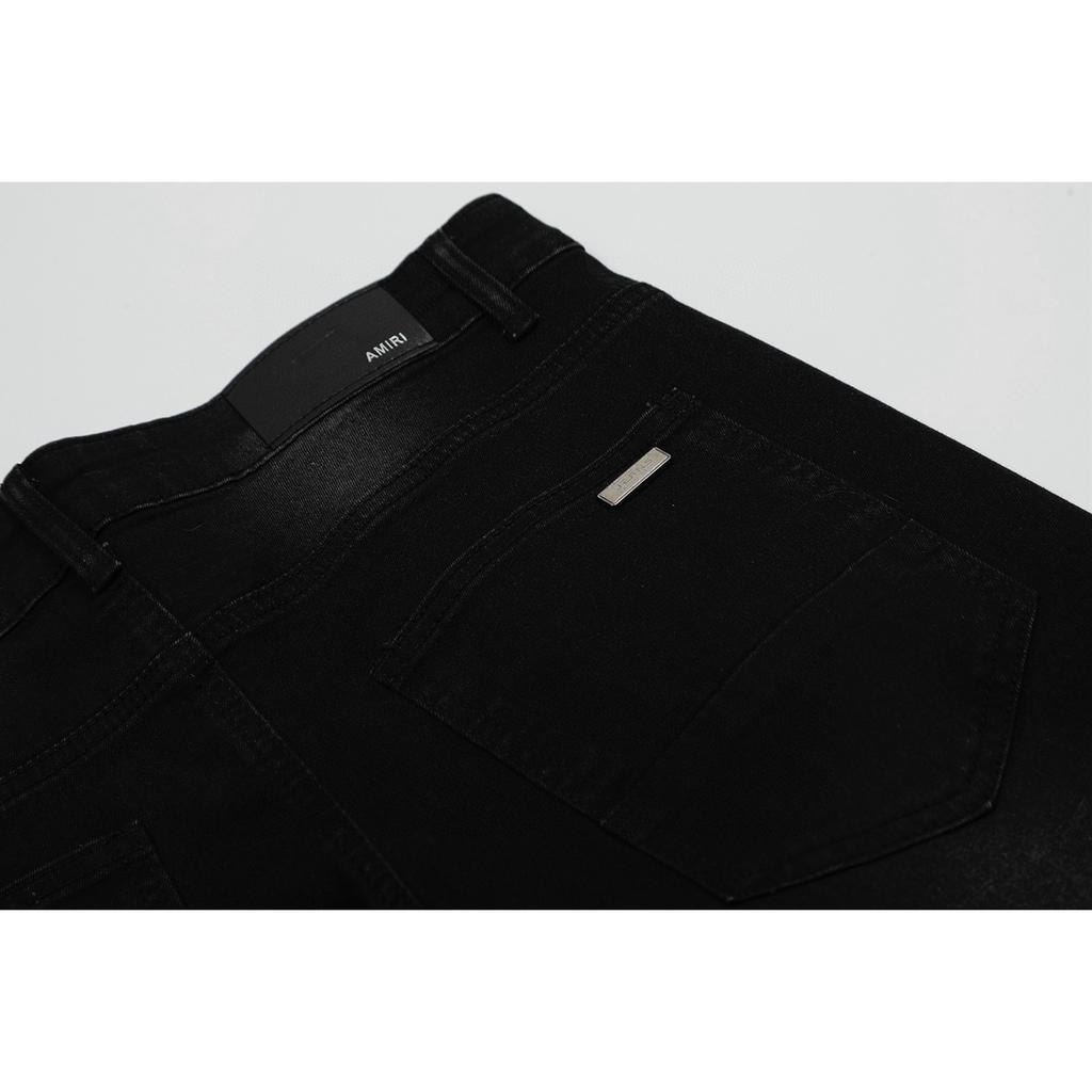 M51 Amiri Мужские и женские модные джинсы в американском стиле с тканевыми нашивками, дырками, вышивкой, повседневные и модные брюки в стиле хай-стрит