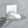 1pc-Stainless Steel Soap Rack Punch-free Nail-free Bathroom Single Layer Drain Wall Hanging Sucker Soap Box Light Luxury Shelf